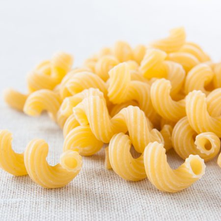 fresh cavatappi pasta, also known as "corkscrew" pasta
