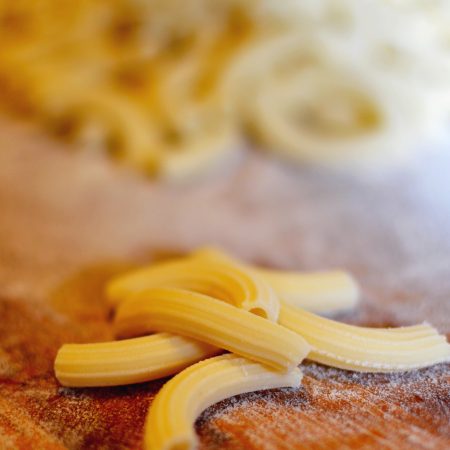 small fresh rigatoni pasta